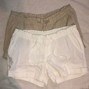 Old Navy Tan and White Linen Drawstring Shorts (2 Pack) SIZE US2